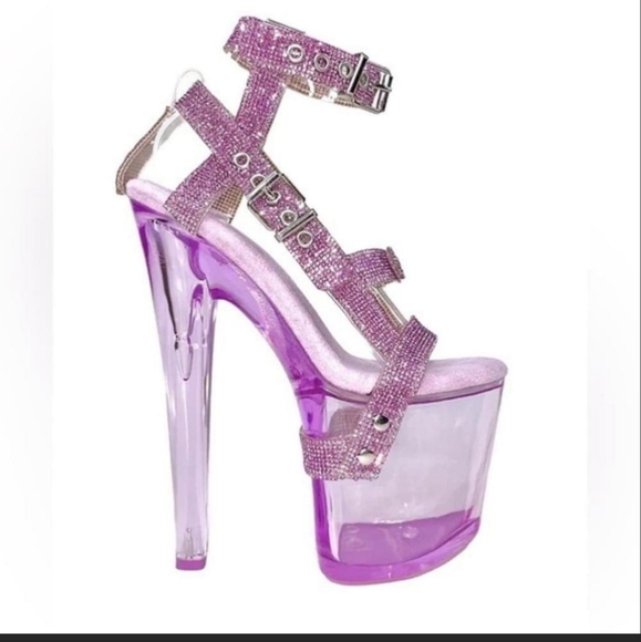 YRU Xtra Qrystal Tip Me Lavender Heels - Picture 10 of 10